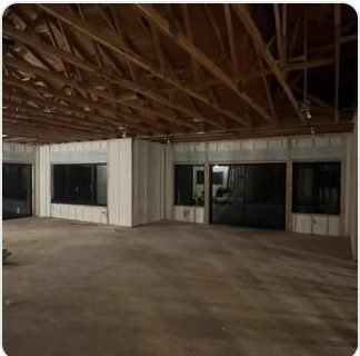 Framed interior walked through before insulating